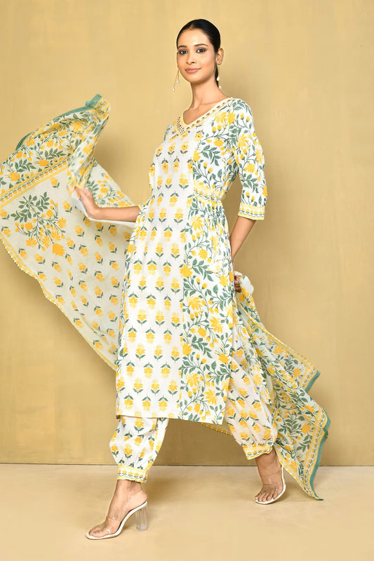 Women's printed Gown kurta with paint sets